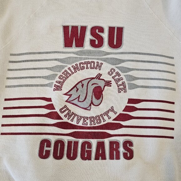 80s University‎ Washington Cougars White Crewneck Sweatshirt Slim Small READ - Picture 2 of 12